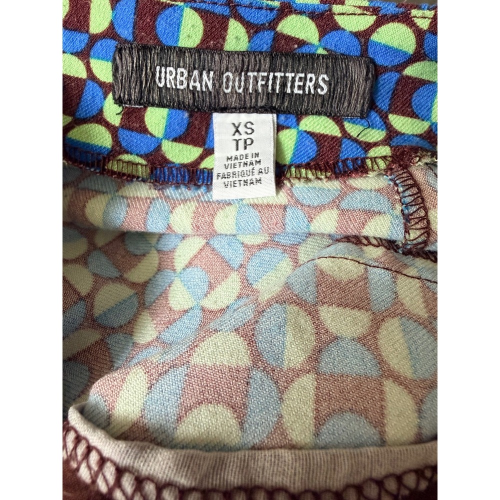 Urban Outfitters Geometric Print Mini Skirt Blue Green Mod Retro XS - Picture 5 of 6